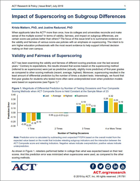 Impact of Superscoring on Subgroup Differences Report Cover